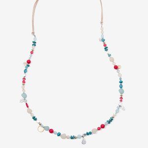 Chico's Mambo Red, Turquoise, & White Beaded Necklace - 20”